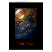 Tarjeta del CAT NEGRO HALLOWEEN