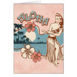 Tarjeta del chica de Hula de la hawaiana