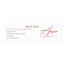 Tarjeta del concurso del boda tarjeta de visita