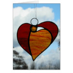 Tarjeta del corazón del ángel del vitral