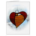 Tarjeta del corazón del ángel del vitral