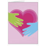 Tarjeta del corazón y de las manos