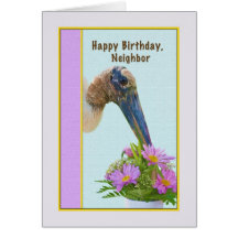 Tarjeta del cumpleaños del vecino con la cigüeña y