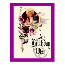Tarjeta del deseo del cumpleaños del vintage postal