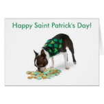 Tarjeta del día de Boston Terrier St Patrick feliz