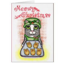 Tarjeta del día de fiesta del gato de la galleta d