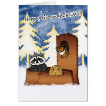 Tarjeta del día de la marmota - Groundog, Racoon, 