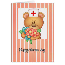 Tarjeta del día de las enfermeras con el oso y las