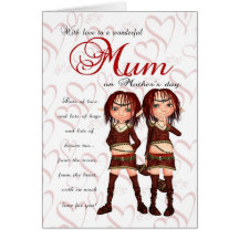Tarjeta del día de madre de la momia de los gemelo