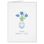 Tarjeta del día de madre de los tulipanes azules