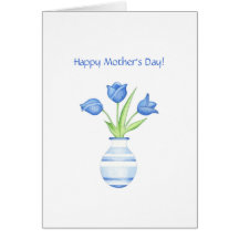 Tarjeta del día de madre de los tulipanes azules
