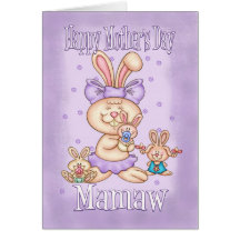 Tarjeta del día de madre de Mamaw - conejo lindo c