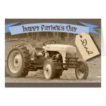 Tarjeta del día de padre con el tractor