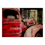tarjeta del día de padre del coche del vintage