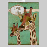 Tarjeta del día de padre del héroe de las jirafas  tarjetas