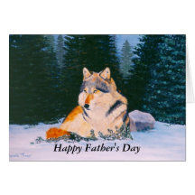 Tarjeta del día de padre del lobo de madera