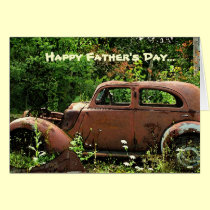 Tarjeta del día de padres del coche antiguo tarjetas