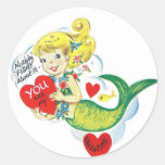 Tarjeta del día de San Valentín de la sirena Pegatina