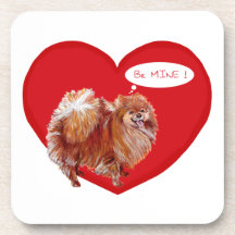 Tarjeta del día de San Valentín de Pomeranian Posavasos De Bebida