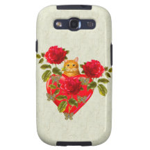 Tarjeta del día de San Valentín del gato del gatit Samsung Galaxy SIII Funda
