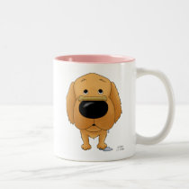 Tarjeta del día de San Valentín del golden retriev tazas