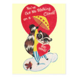 Tarjeta del día de San Valentín del mapache del vi Postal