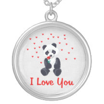 Tarjeta del día de San Valentín del oso de panda Collares Personalizados