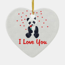Tarjeta del día de San Valentín del oso de panda Ornamentos Para Reyes Magos