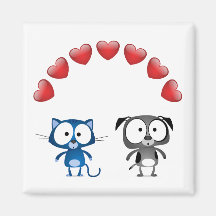 Tarjeta del día de San Valentín del perro del gato Imán Para Frigorifico
