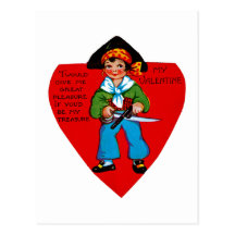 Tarjeta del día de San Valentín del pirata del vin Tarjeta Postal