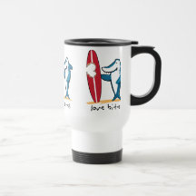 Tarjeta del día de San Valentín del tiburón que pr Tazas De Café