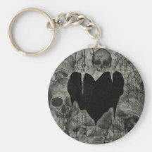 Tarjeta del día de San Valentín gótica del corazón Llavero
