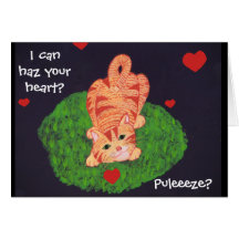 Tarjeta del día de San Valentín juguetona del gati