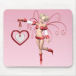 Tarjeta del día de San Valentín linda del Cupid Tapete De Ratón