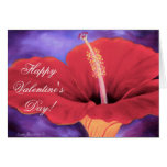 Tarjeta del día de San Valentín roja del hibisco t