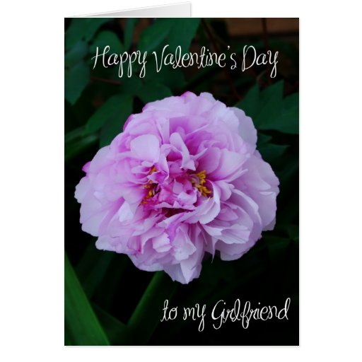 tarjeta del día de San Valentín subió peony rosado