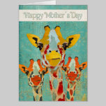 Tarjeta del día de tres madres de las jirafas que  tarjetas