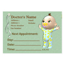 Tarjeta del doctor de bebé cita tarjetas personales