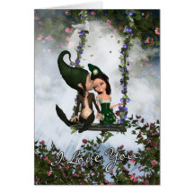 Tarjeta del el día de San Valentín con los duendes