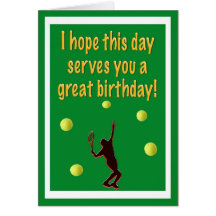 Tarjeta del feliz cumpleaños del jugador de tenis