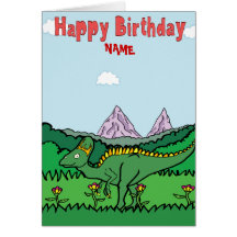 Tarjeta del feliz cumpleaños - Hypacrosaurus verde