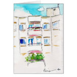 Tarjeta del francés de la acuarela del apartamento