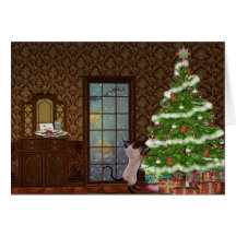 Tarjeta del gatito de la Nochebuena