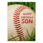 Tarjeta del hijo del feliz cumpleaños del béisbol tarjetas