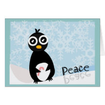 Tarjeta del invierno de la paz del pingüino