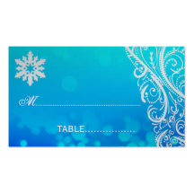 Tarjeta del lugar del boda del copo de nieve del i tarjetas de visita