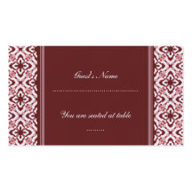 Tarjeta del lugar del boda del damasco simplemente plantillas de tarjeta de negocio