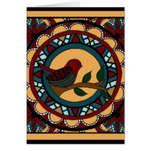 Tarjeta del Mandala-saludo del pájaro de la primav