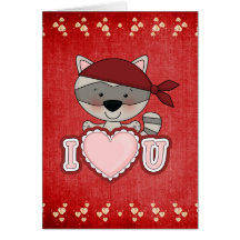 Tarjeta del mapache de la tarjeta del día de San V