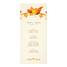 Tarjeta del menú del boda del follaje del otoño comunicado personal  